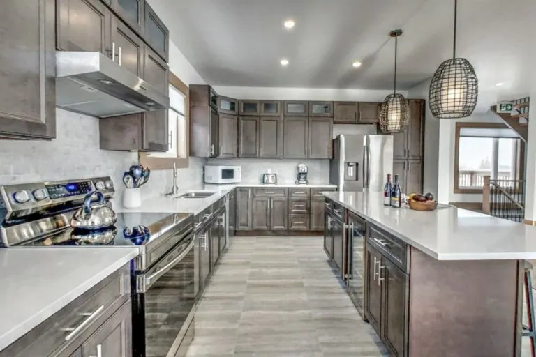 large kitchen in a large group chalet rental